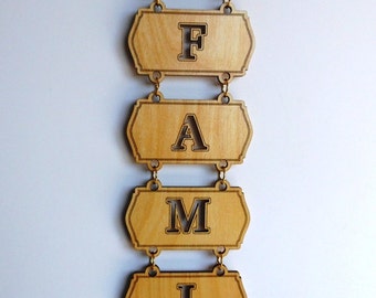 God Bless Our Family Decorative Wood Sign / Plaque, Wedding Gift, House Warming Gift, Bless our Home Sign Plaque (3" x 17")