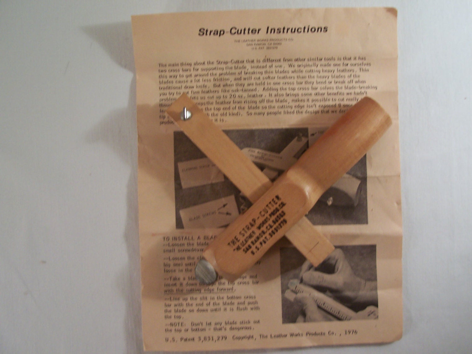 Vintage Leather StrapCutter Wood Leather Works by shanasattic