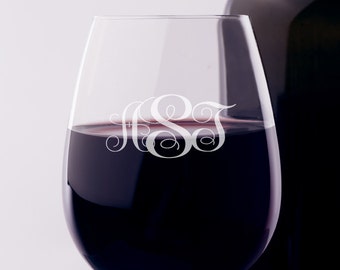 Monogram Wine Glass Stemless or Long Stemmed – Awesome Wine Gifts for Women