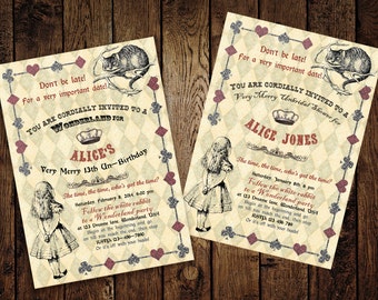 Printable Alice in Wonderland Wedding Invitation and by StudioDMD