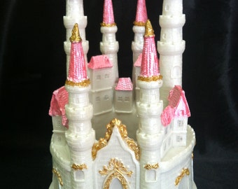 Princess Cake Topper, Princess Birthday Party, Blue Silver Castle Cake Topper, Princess Cake Decorations, Fairy Cake Topper, Princess Party