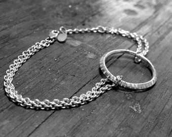 Y3 - Bracelet chaine double, motif rond martelé