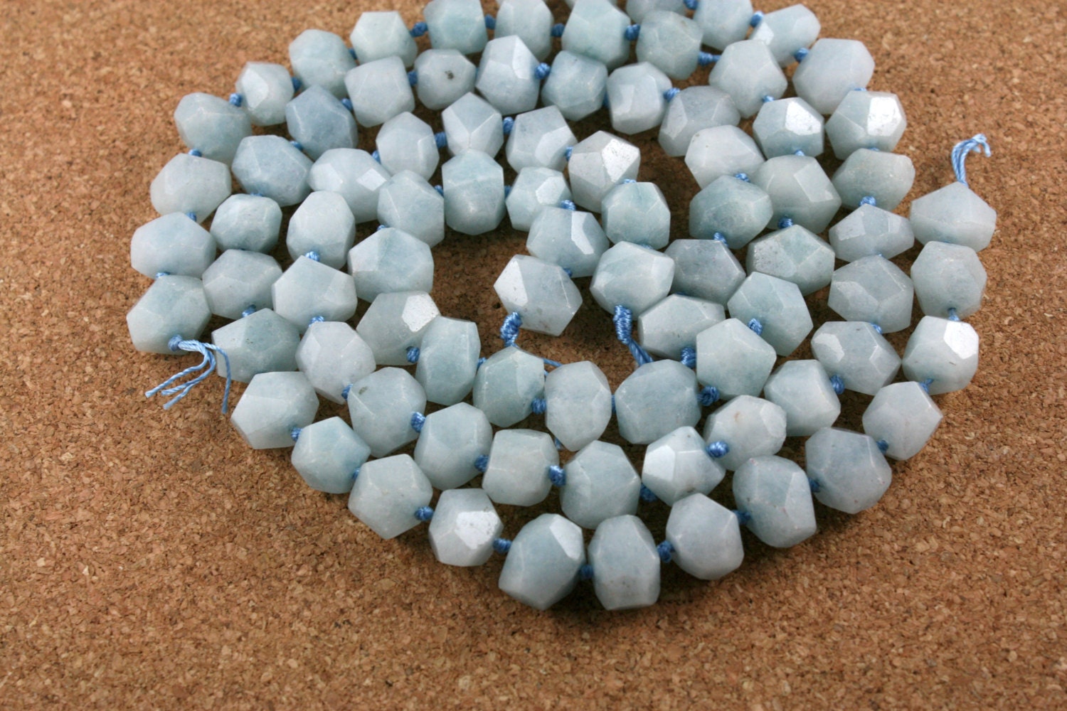 Aqua Stone Nugget Beads Light Blue Faceted Opaque Shiny
