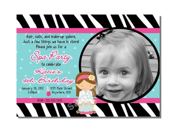 Spa Party Invitation Birthday - DIGITAL or PRINTED