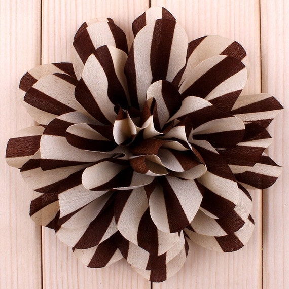 for hair clips silk flowers making Flowers Chiffon Beige Silk Striped Flowers Rosette Brown and