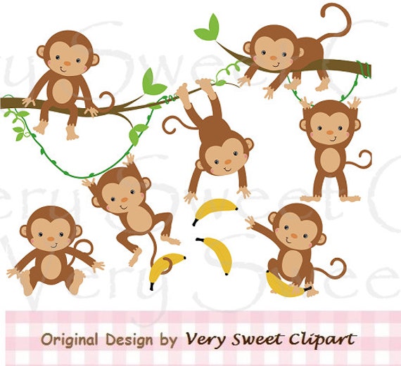 Dschungel Affen Clipart digitale Illustration von ...