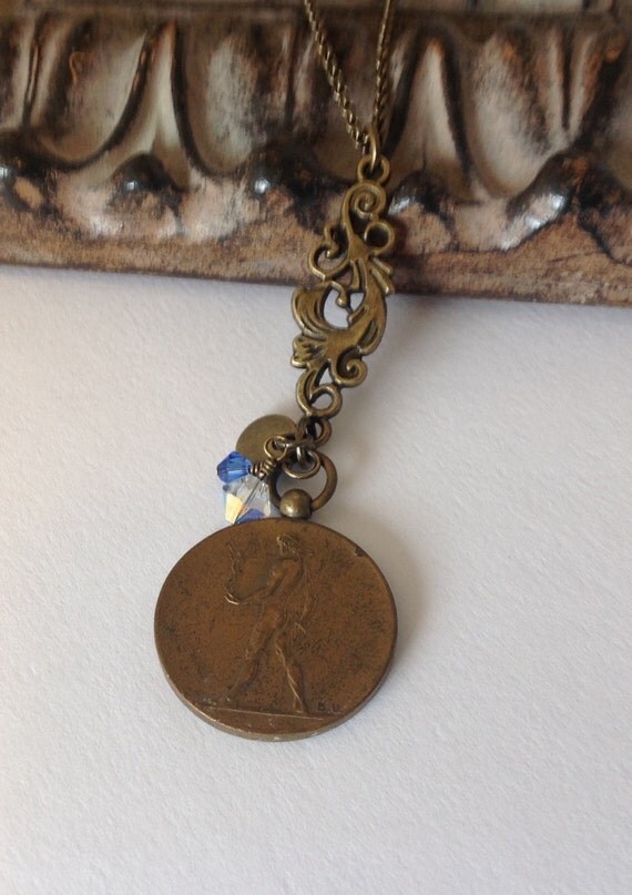 Vintage medal necklace/repurposed by VintageMagpieNest on Etsy