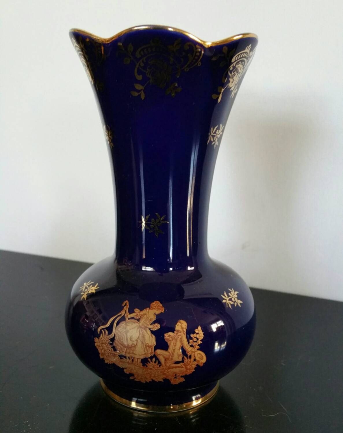 Vintage Limoges Vase Cobalt Blue With Courting by OLDBUTEXCITING