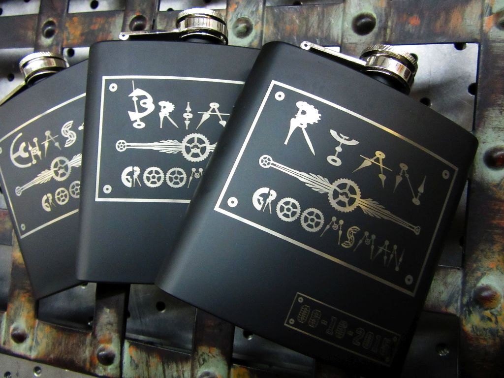 Set of 8 Steampunk Groomsmen Wedding Flask steampunk buy now online