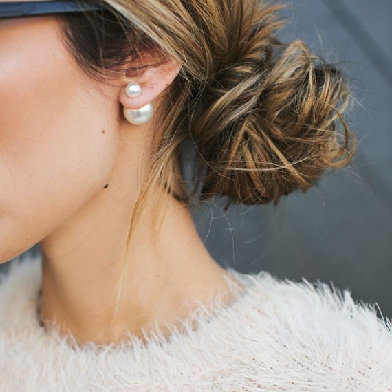 double pearl earrings