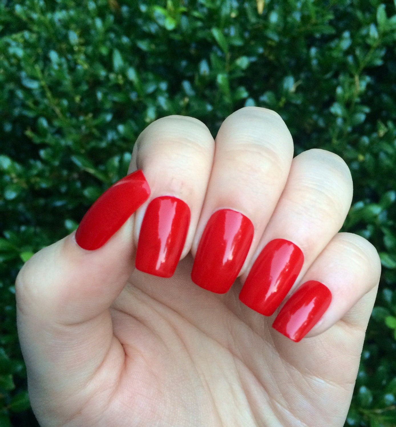 Set of long red fake nails acrylic nails red press on nails