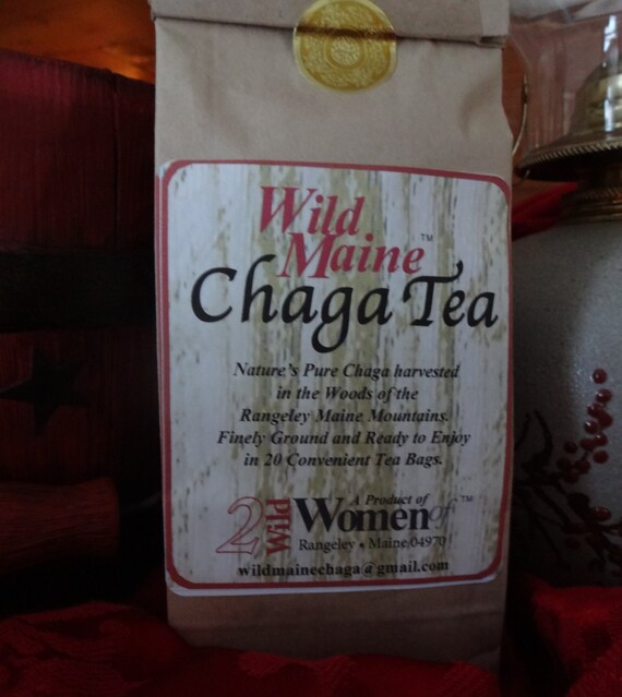 Fresh Maine Chaga Tea in 20 convenient string tea bags
