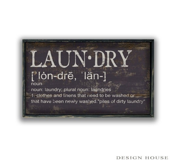 Laundry Definition Wood Sign. Approx.