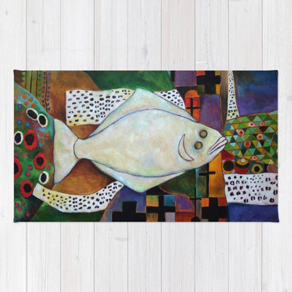 Unique Fish Rug Unusual Kitchen Rug Colorful Kitchen Rug