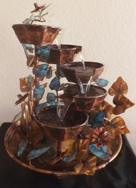 Items similar to 5 Tier Large Copper Table Fountain with Cattails