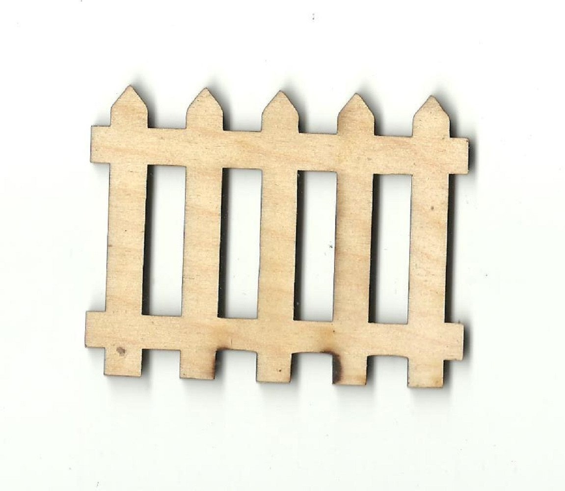 Picket Fence Laser Cut Out Unfinished Wood Shape Craft