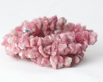Raw Pink Tourmaline nugget beads rough tourmaline natural color no dye 7.5 inch strand 5-10mm pink tourmaline rough beads