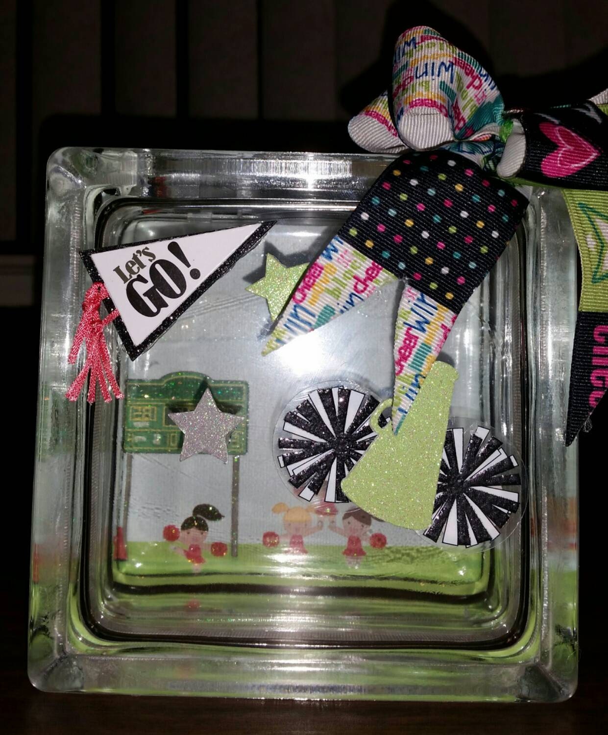 CHEERLEADER Theme Glass Block Piggy Bank Piggy Bank by BlockDecor