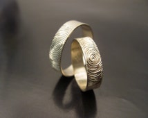 Man s wedding ring with fingerprint