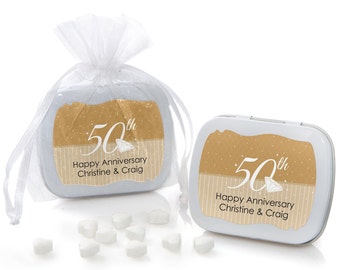50th Anniversary Mint Tin Party Favors - Anniversary Party Supplies - 12 Count