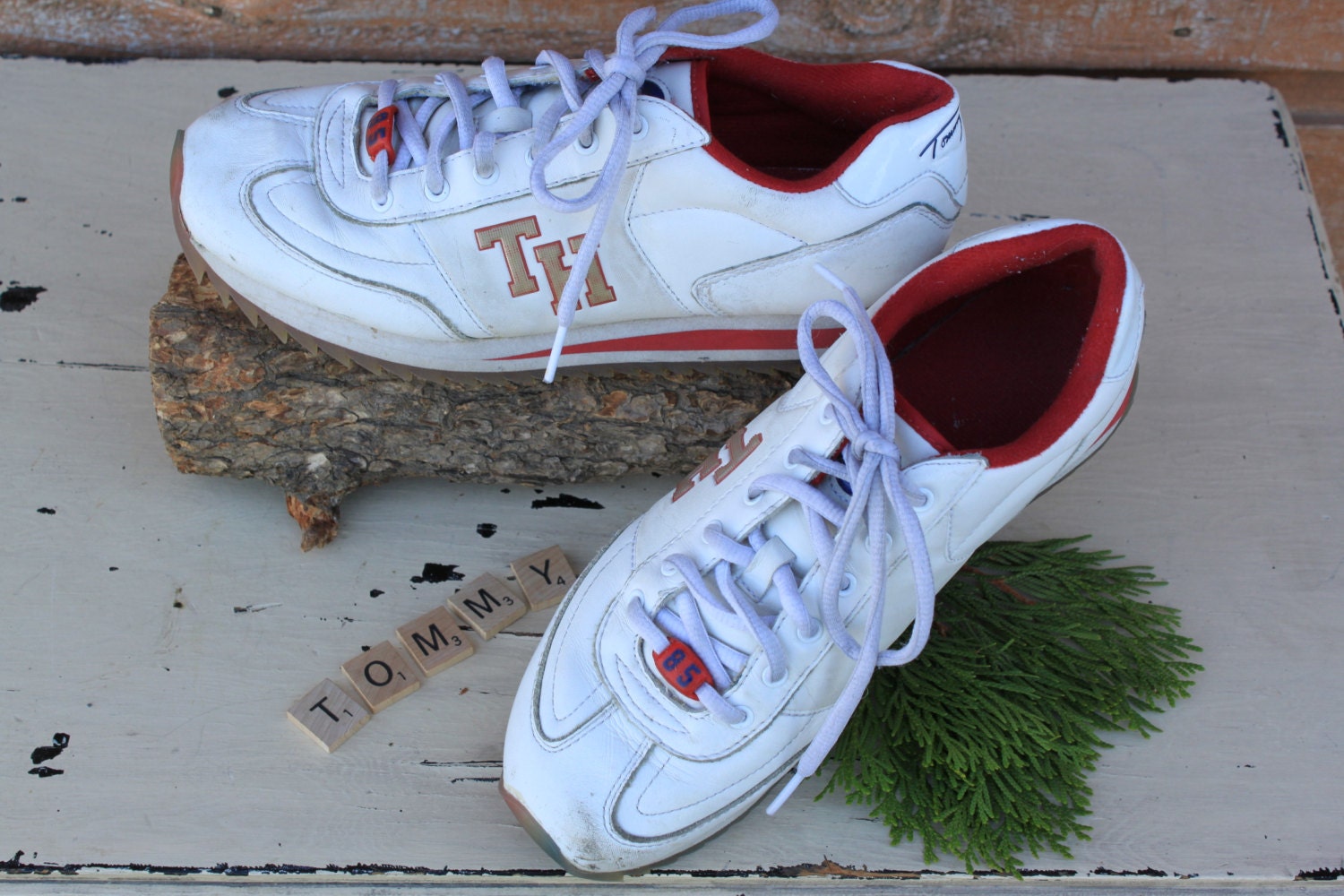 Vintage TOMMY HILFIGER Tennis Shoes 90's Retro Leather