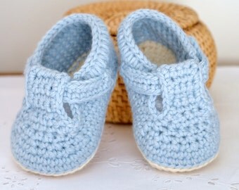 CROCHET PATTERN Baby Shoes with classic T-Bar for Baby Boys and Girls Photo Tutorial Baby Booties Digital file Instant Download