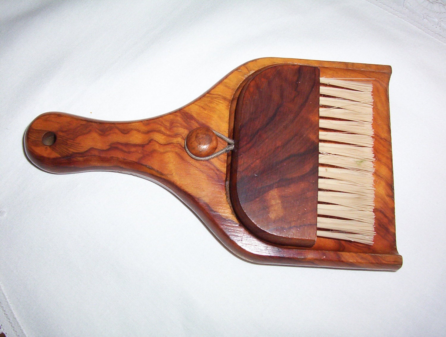 Walnut crumb tray and table brush. Crumb catcher. Table