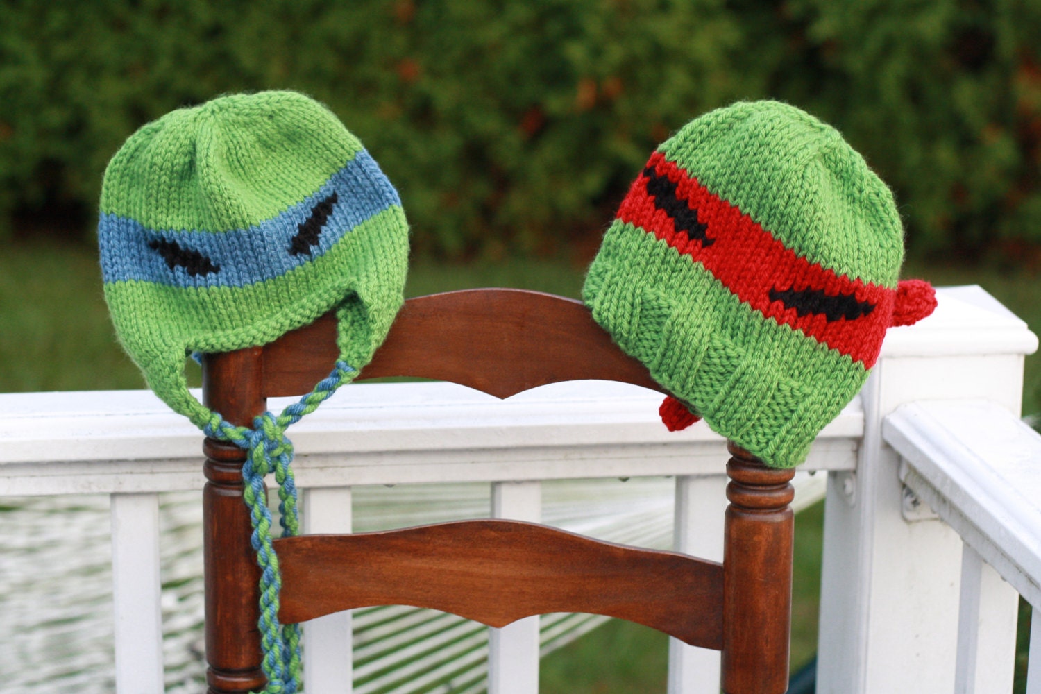 Ninja Turtle Bandana Tie Beanie by MainelyKnitsbyKatie on Etsy