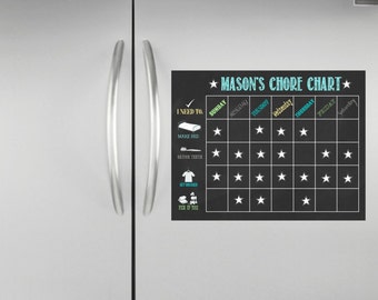 Chore Chart - Printable Digital File or Magnet - Behavior - Kid - Reward - Goal - Goals - Chart - Chalkboard style - Custom - Girl or Boy