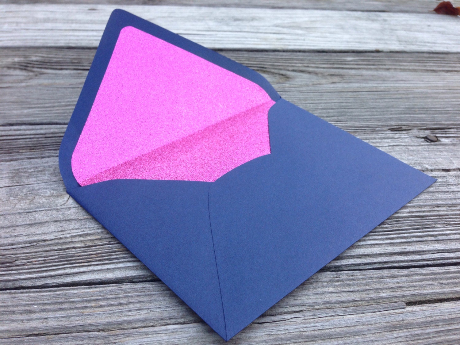 Pink Glitter Liner Lined Envelope Navy Blue Night 5x7 A7