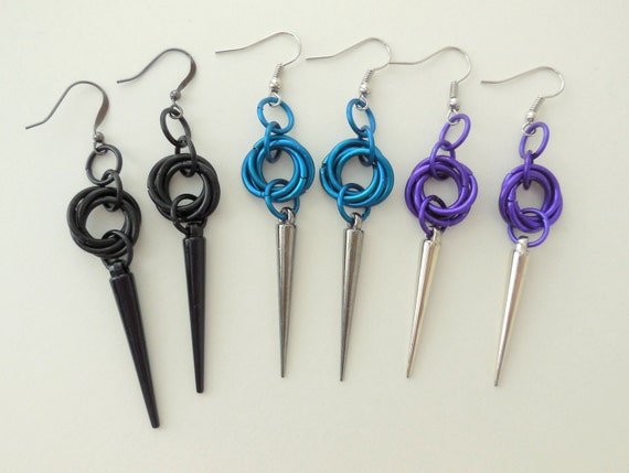 Items similar to Chainmaille Earrings, Spike and Rosette, Multiple