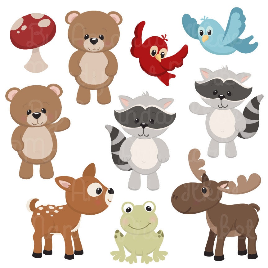Cute Woodland Animals Clip Art & Papers Woodland Clipart