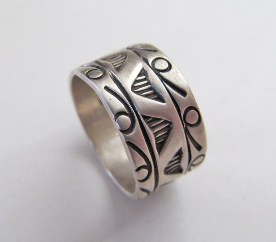 Sterling Silver Ring Native American Ring Hand Stamped Ring