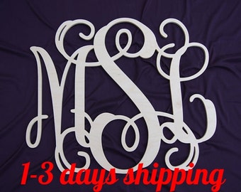 28 inch Wooden monogram wall hanging Wedding Guest Book nursery wall decor.Unpainted