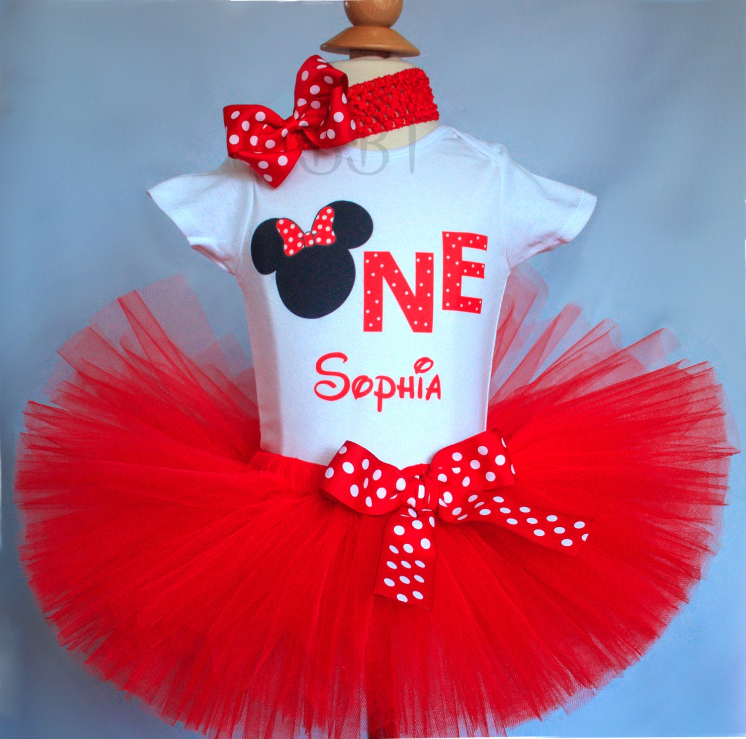 Red Minnie Tutu Outfit Birthday Tutu Outfit 1st by BabyBirthdayTee