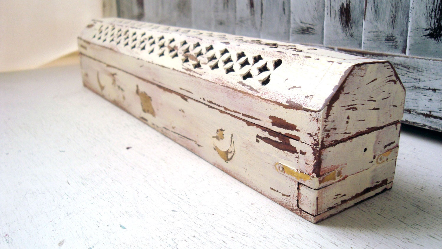 Antique White Wooden Incense Box Incense Burner Incense