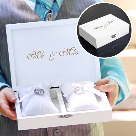 Personalized Wedding Ring Box for Wedding Ceremony and Ring Storage Jewelry Box