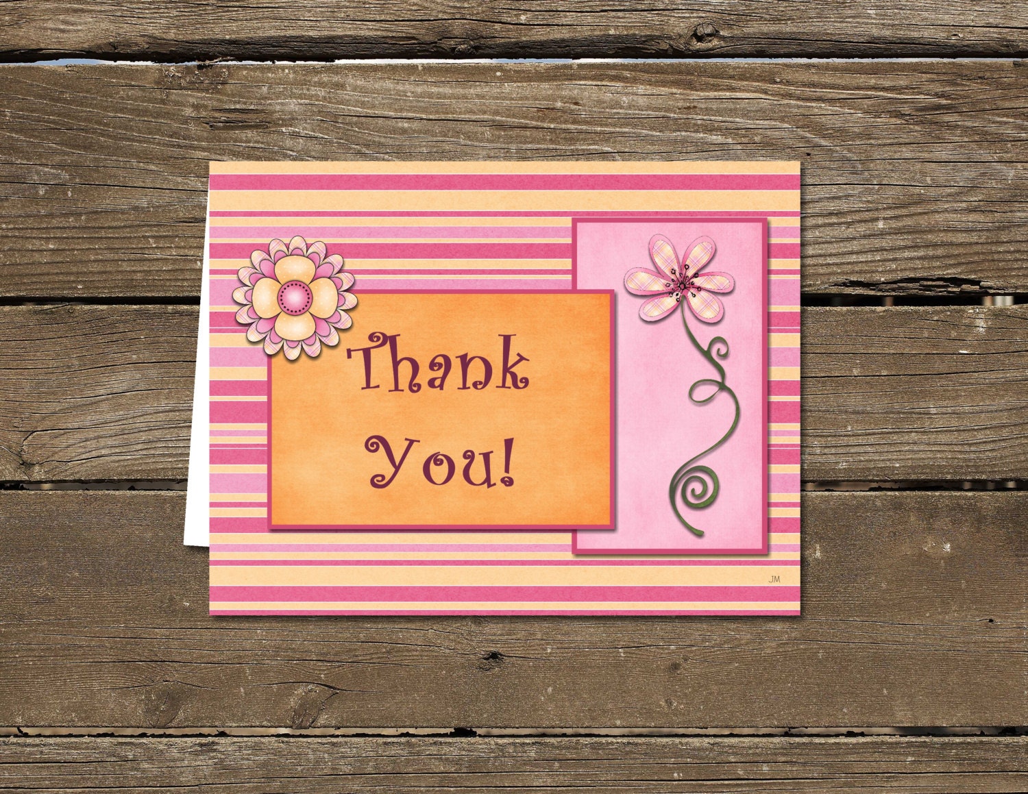 Pink And Orange Thank You Card Digital Download Printable