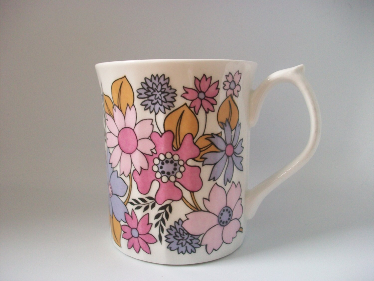 Elizabethan Portobello 2 Mug Floral Coffee Tea Cup w/ Pink
