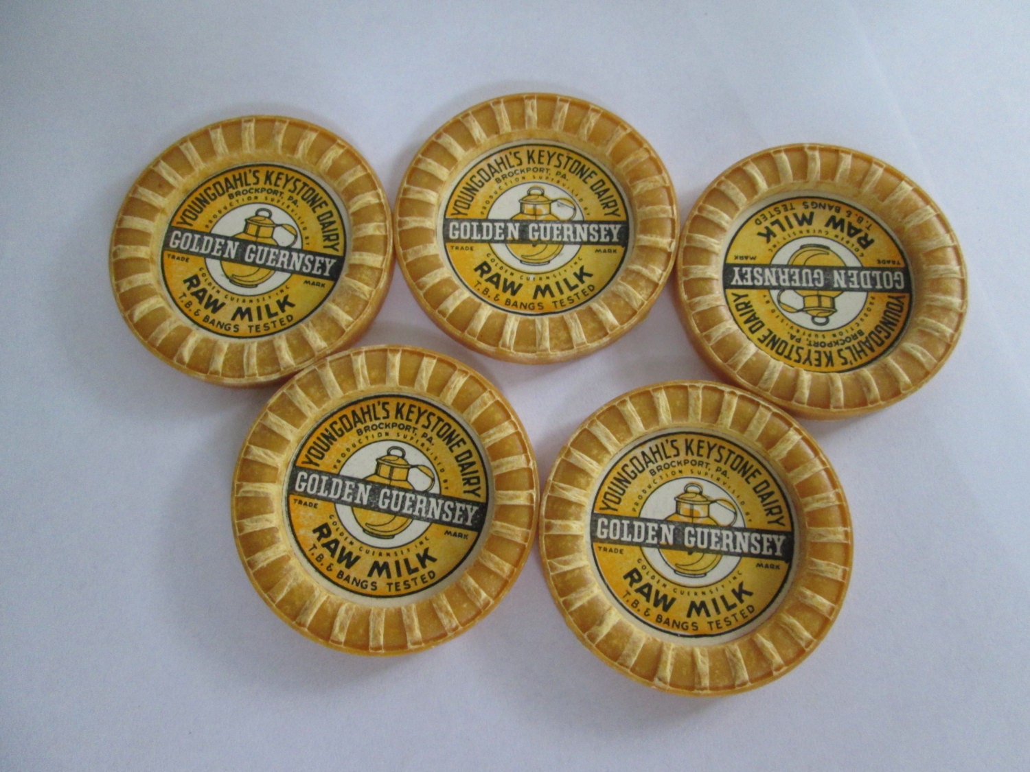 5 Vintage Milk Bottle Caps