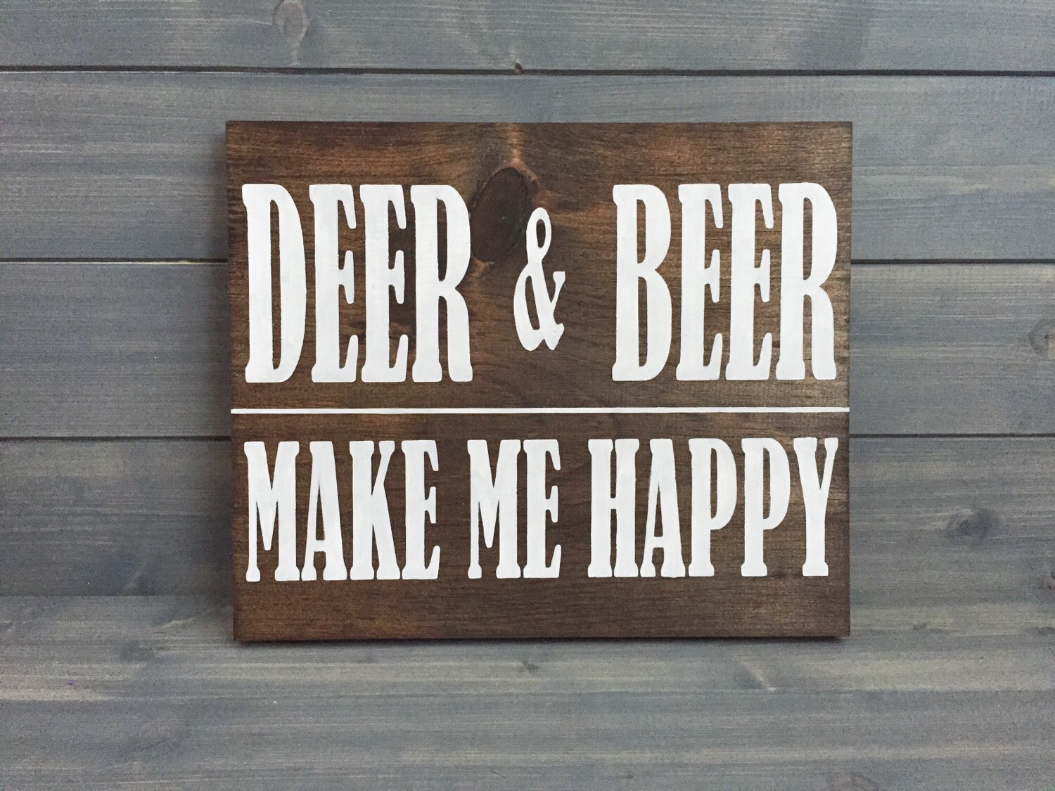 Deer and Beer Wood Sign Custom Deer Sign Stained by RusticStrokes