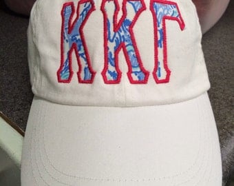 Kappa Kappa Gamma Hat appliqued with the KKG Lilly Fabric