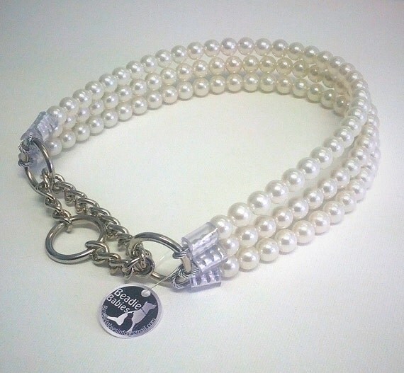 Triple Strand Pearl Dog CollarCat collar Buckle Collars