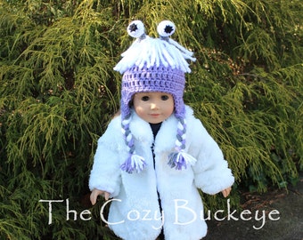 Boo Crochet Hat inspired by Monster's Inc for an American Girl Doll 18 inch Doll Bitty Baby Doll Character Hat
