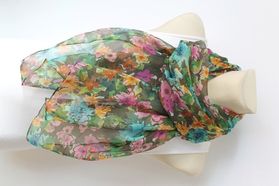 Floral Silk Scarf Green Fashion Scarves Womens Scarves Unique Handmade Scarves Ladies Scarves Chiffon Boho Scarves Summer Outdoors Party