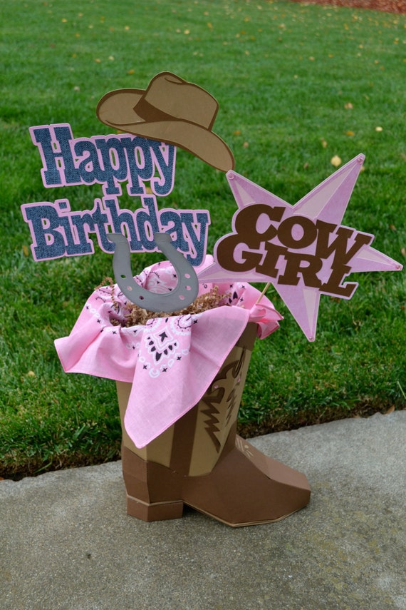 Cowgirl centerpiece by PoshBoxParties on Etsy