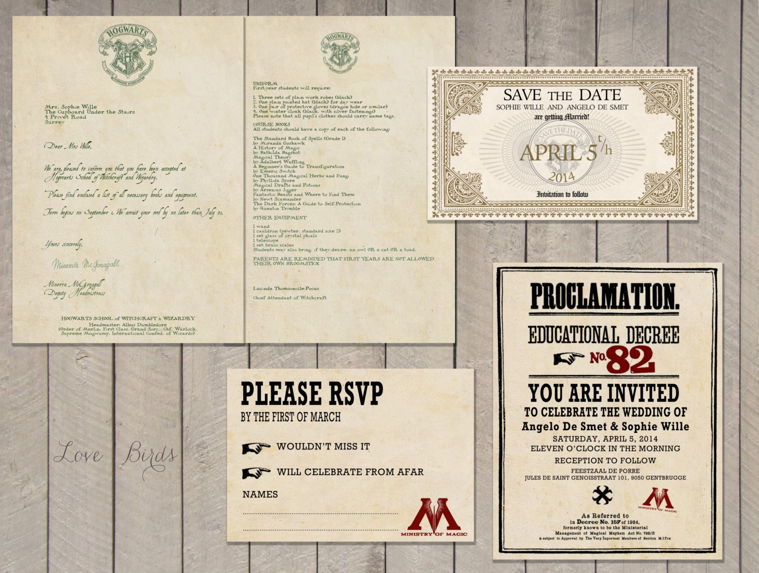 Wedding invitation Set Harry Potter Save the Date
