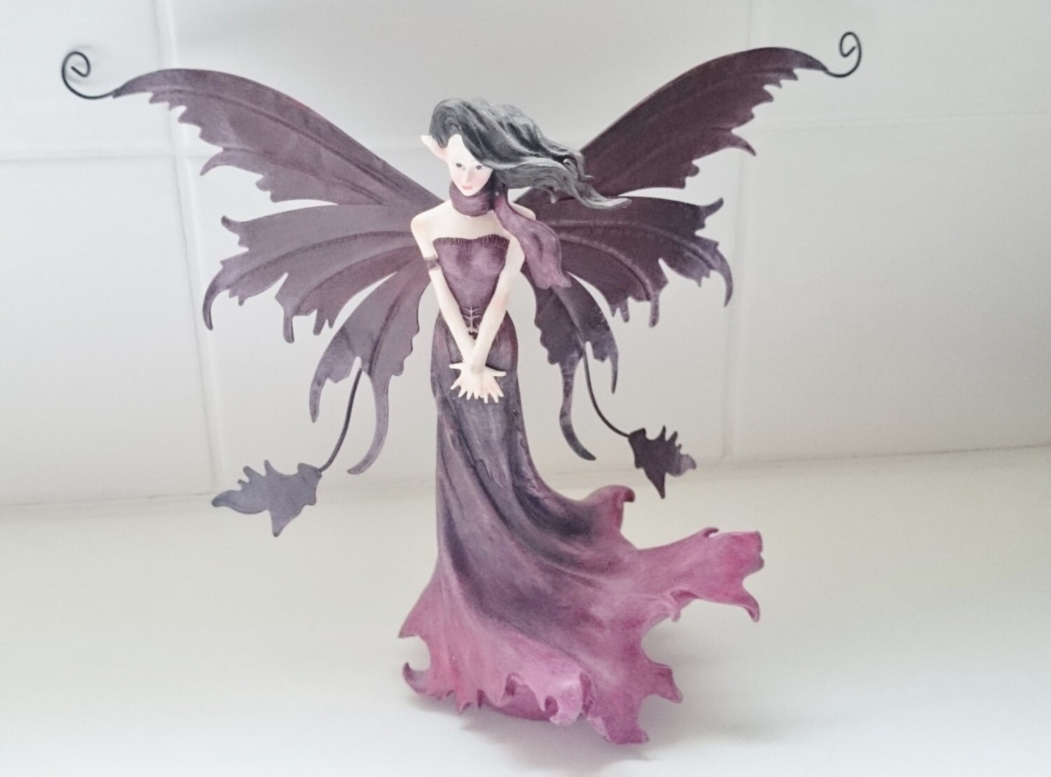 Vintage DAVID ENT FAIRY Figurine Medieval Gothic Clay Metal