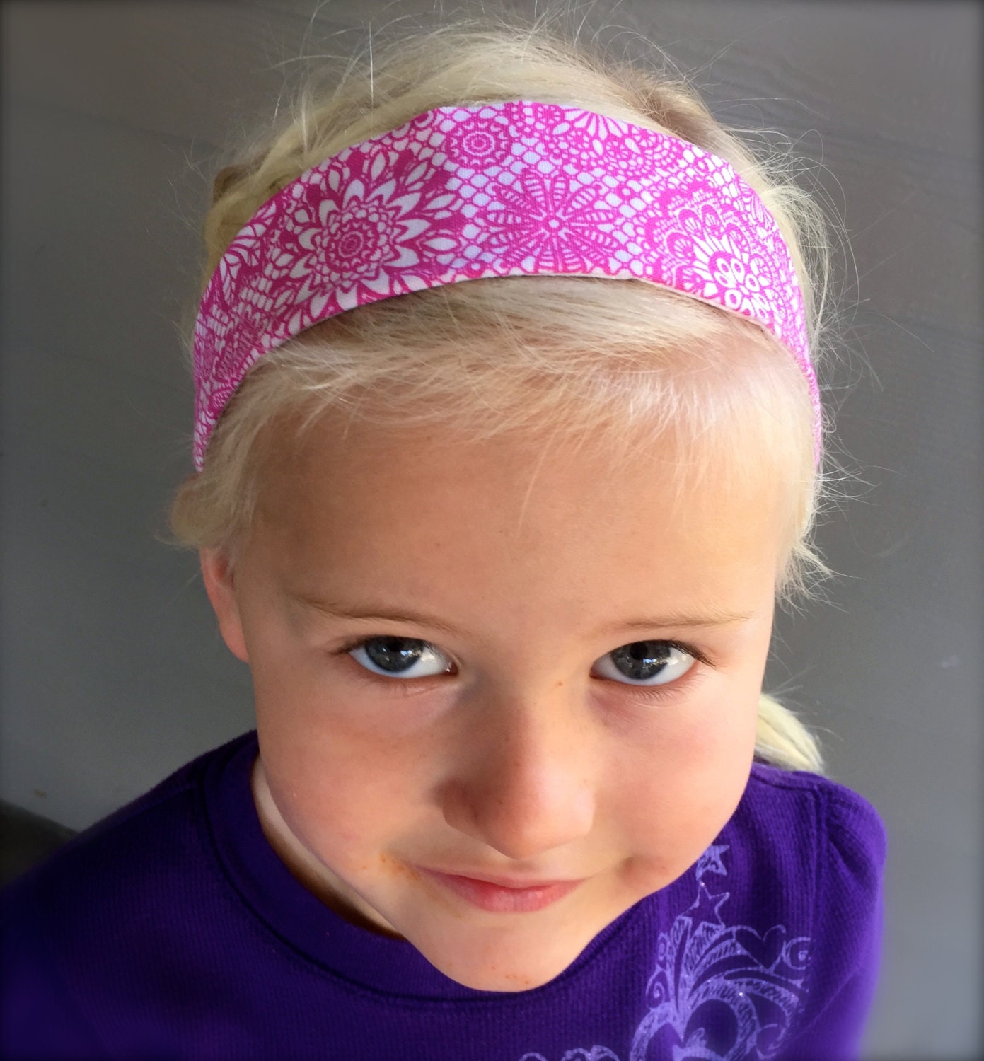 Pink and White Floral Fabric Headband in by GracieJanesHair