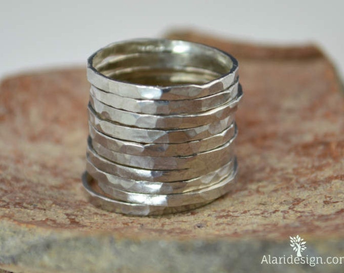 Set of 5 .999 Pure Silver Stackable Rings, Fine Silver, Stack Rings, Stacking Rings, Made to Order, Silver Rings